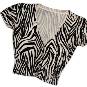 Caridgan Size Xtra Small Zebra Print Black and White Knit Material